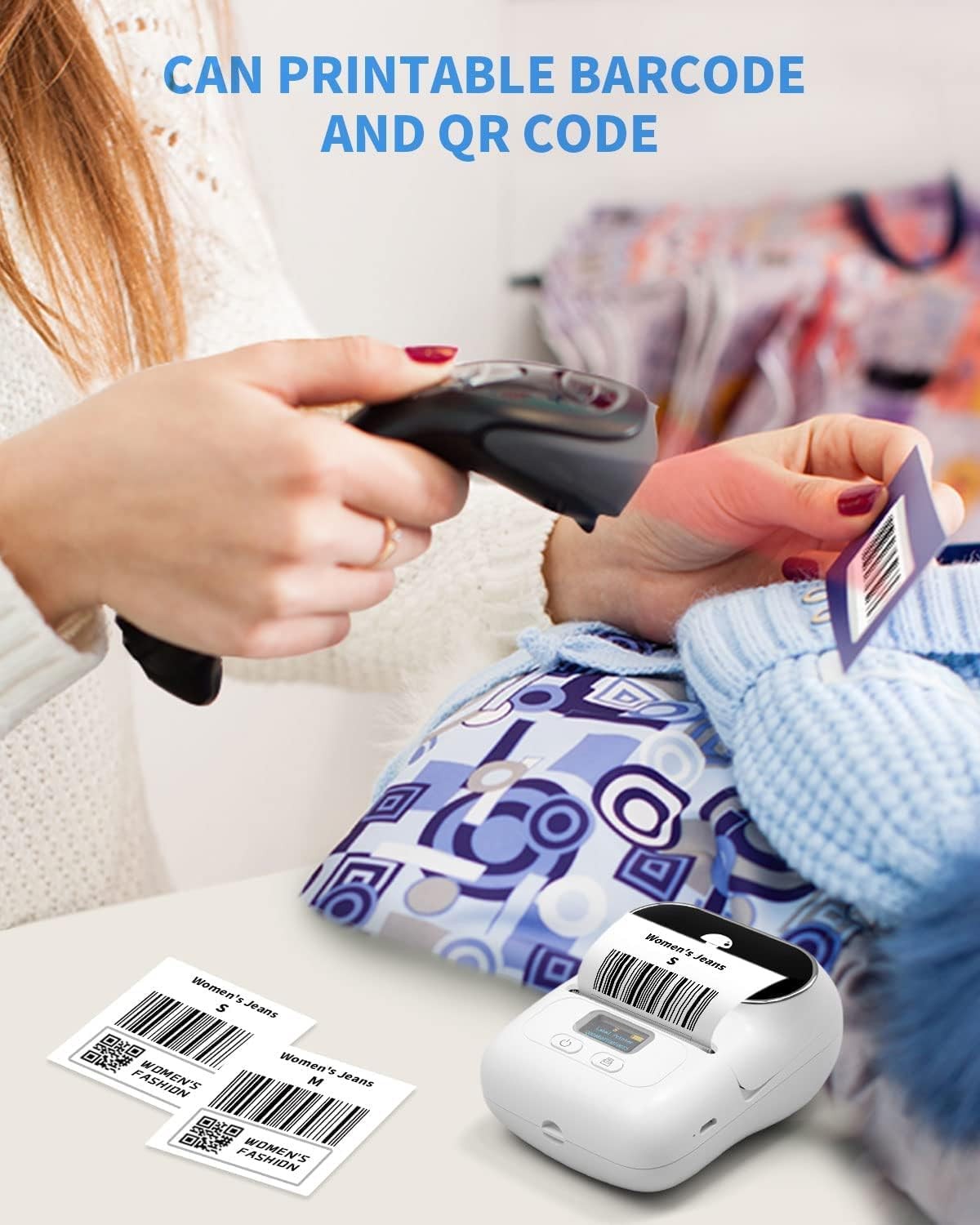 Bluetooth Thermal Label Printer 40x30mm Portable Barcode