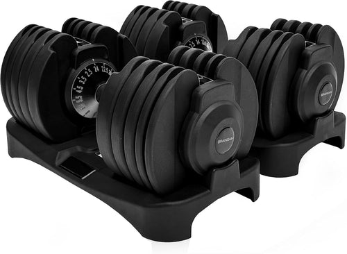 Adjustable Dumbbell Pair 24kg Smart-Click Anti-Slip Home Gym Weights