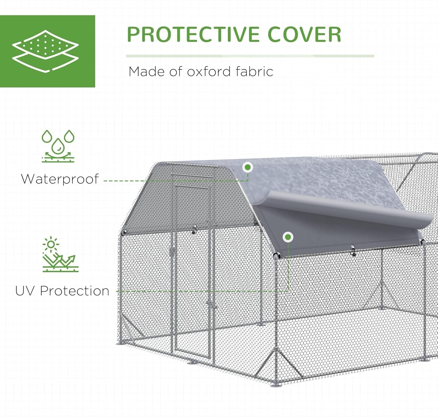 Extra Large Walk In Chicken Run with Roof Lockable Outdoor Enclosure 10–12 Hens