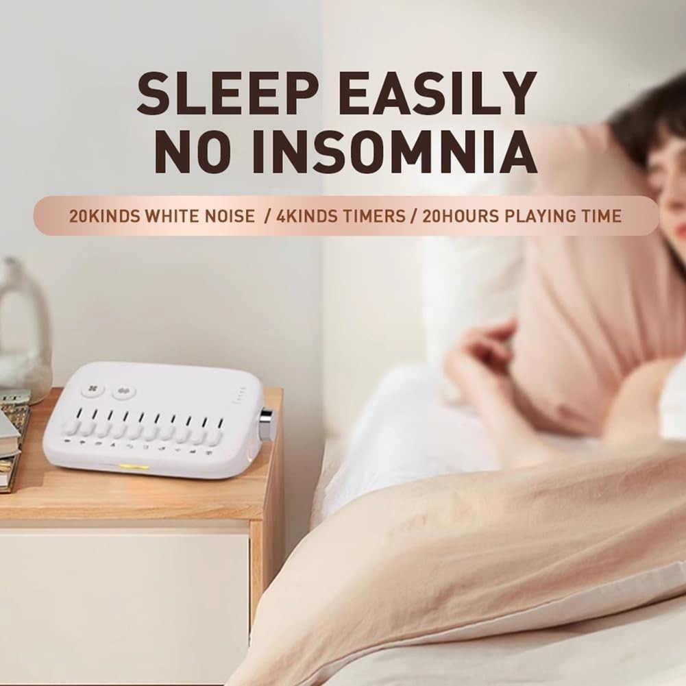 Sleep Sound Machine with 10 Nature Sounds & Night Light, White, Timer