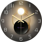 Modern 16" Black Gold Glass Wall Clock Silent Non-Ticking Luxury Home Decor