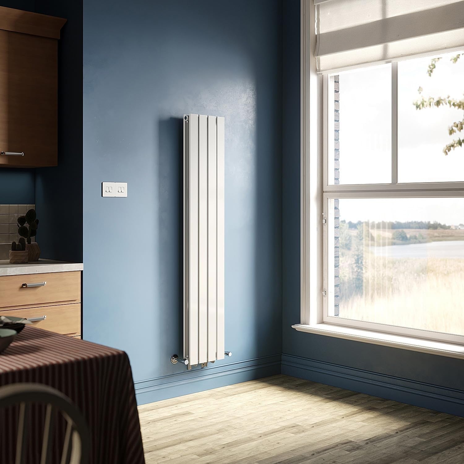 White Vertical Designer Radiator 1600x300mm Double Panel Central Heating