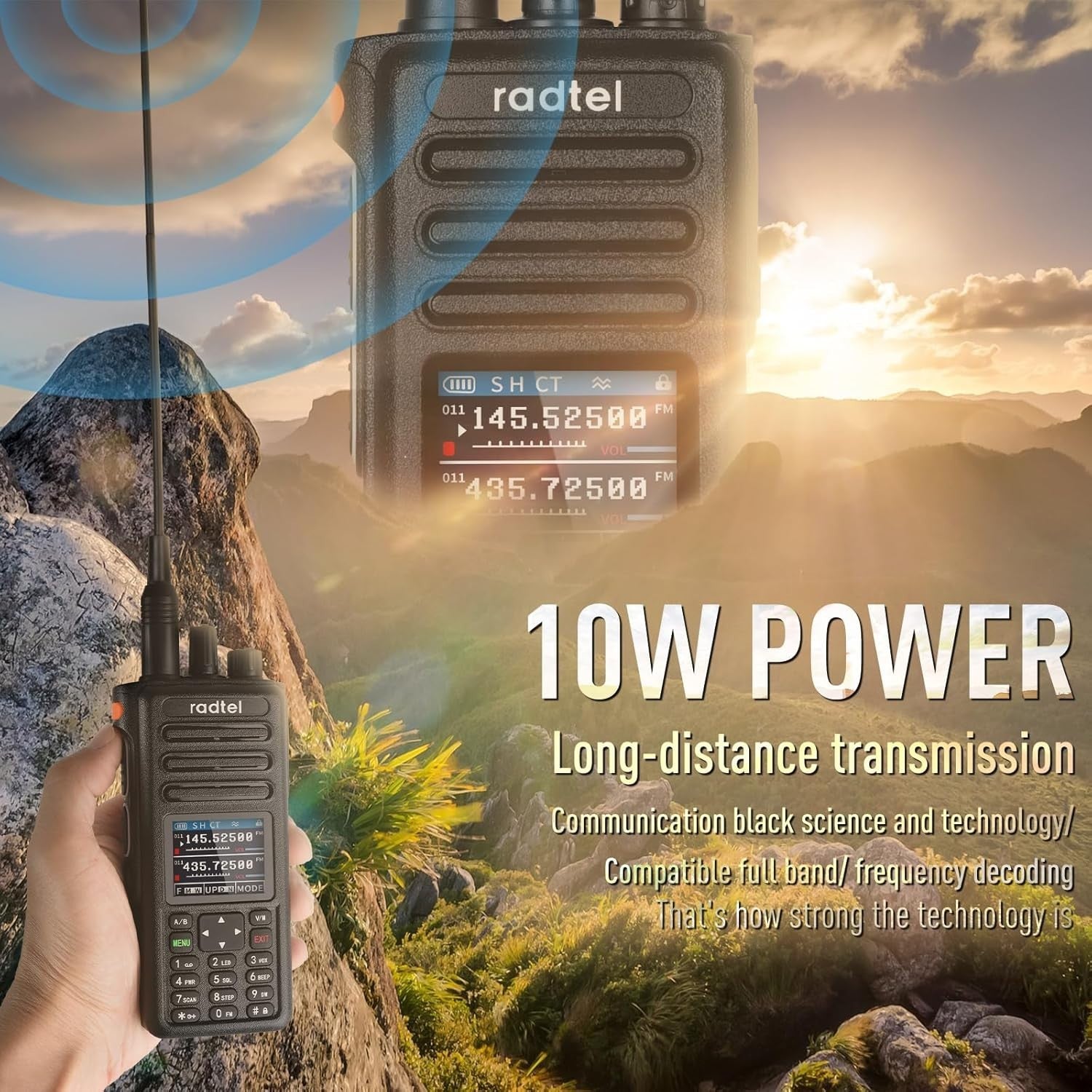 10W Ham Radio Air Band Walkie Talkie Long Range NOAA USB-C 199CH