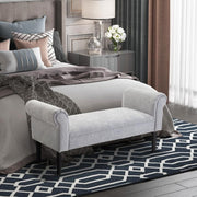Light Grey Rolled Arm Bench Seat End of Bed Chaise Lounge Sofa Window