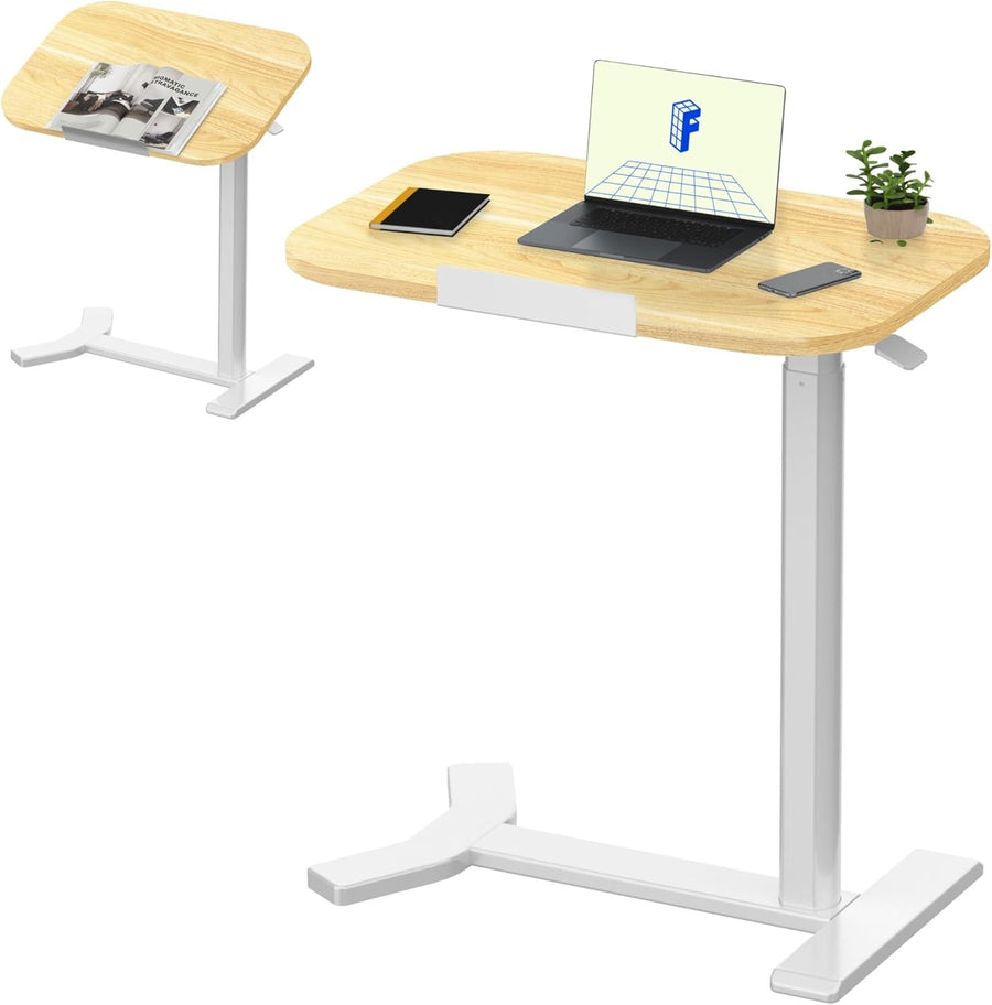 Adjustable Standing Desk Overbed Sit Stand Laptop Table Wood Top 60x40cm