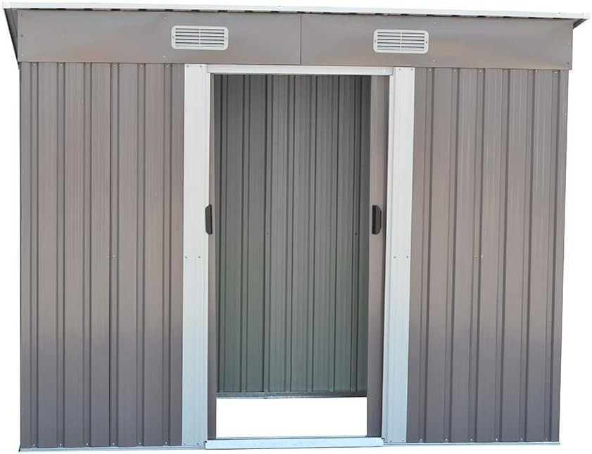 Heavy Duty 8x4 ft Outdoor Metal Garden Shed Lockable Storage Unit