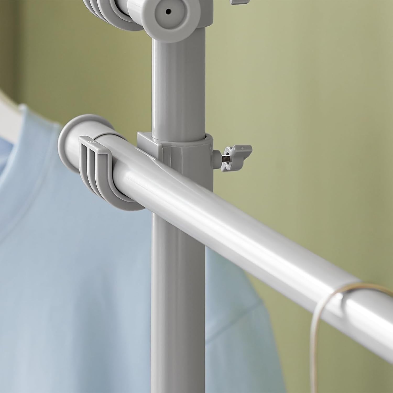 Telescopic Clothes Rail Heavy Duty Adjustable Wardrobe Grey