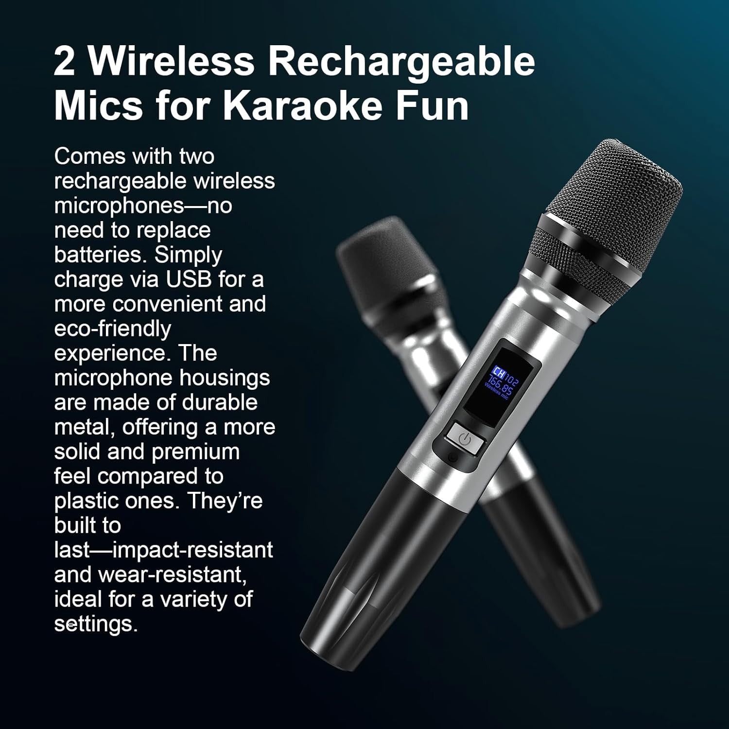 100W Bluetooth Karaoke Machine with 2 Wireless Mics & LED Lights