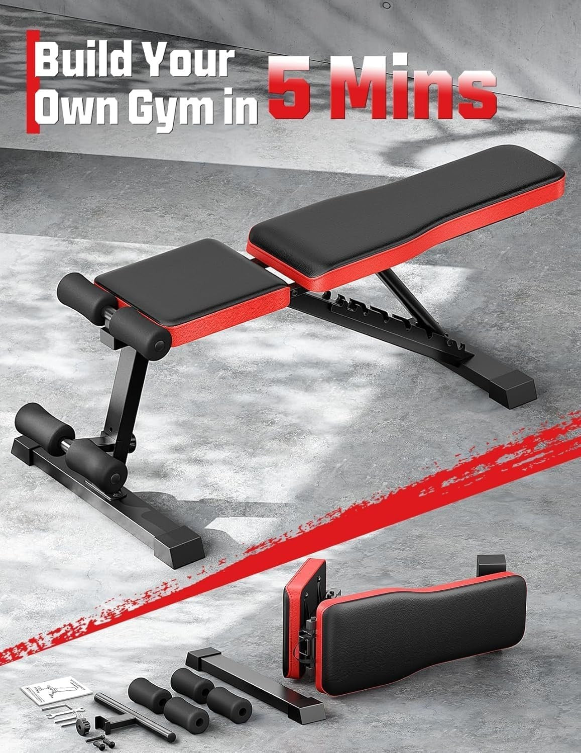 Heavy Duty Adjustable Weight Bench 300kg Foldable Incline Decline Home Gym
