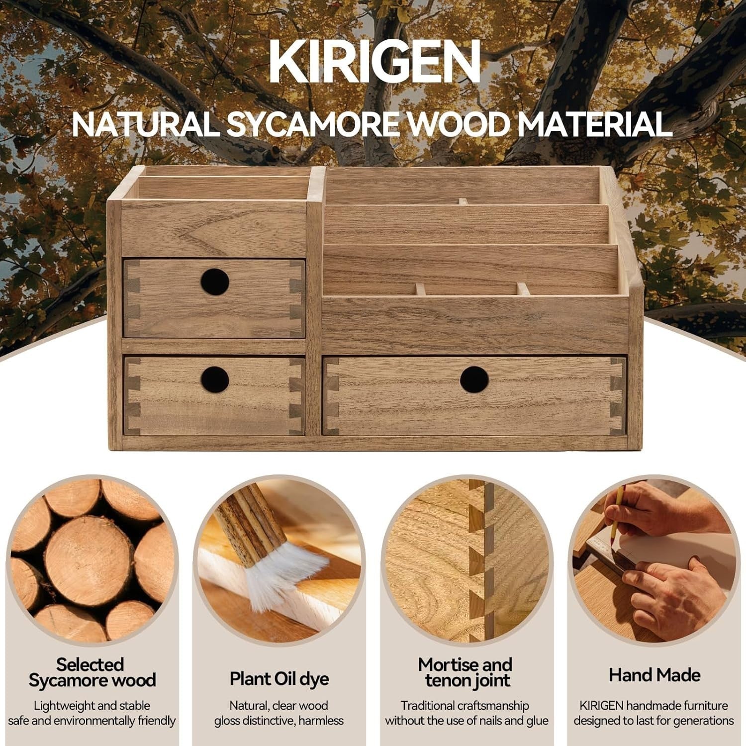 Large Wooden Makeup Organizer with 3 Drawers & 8 Compartments – Cosmetic Storage