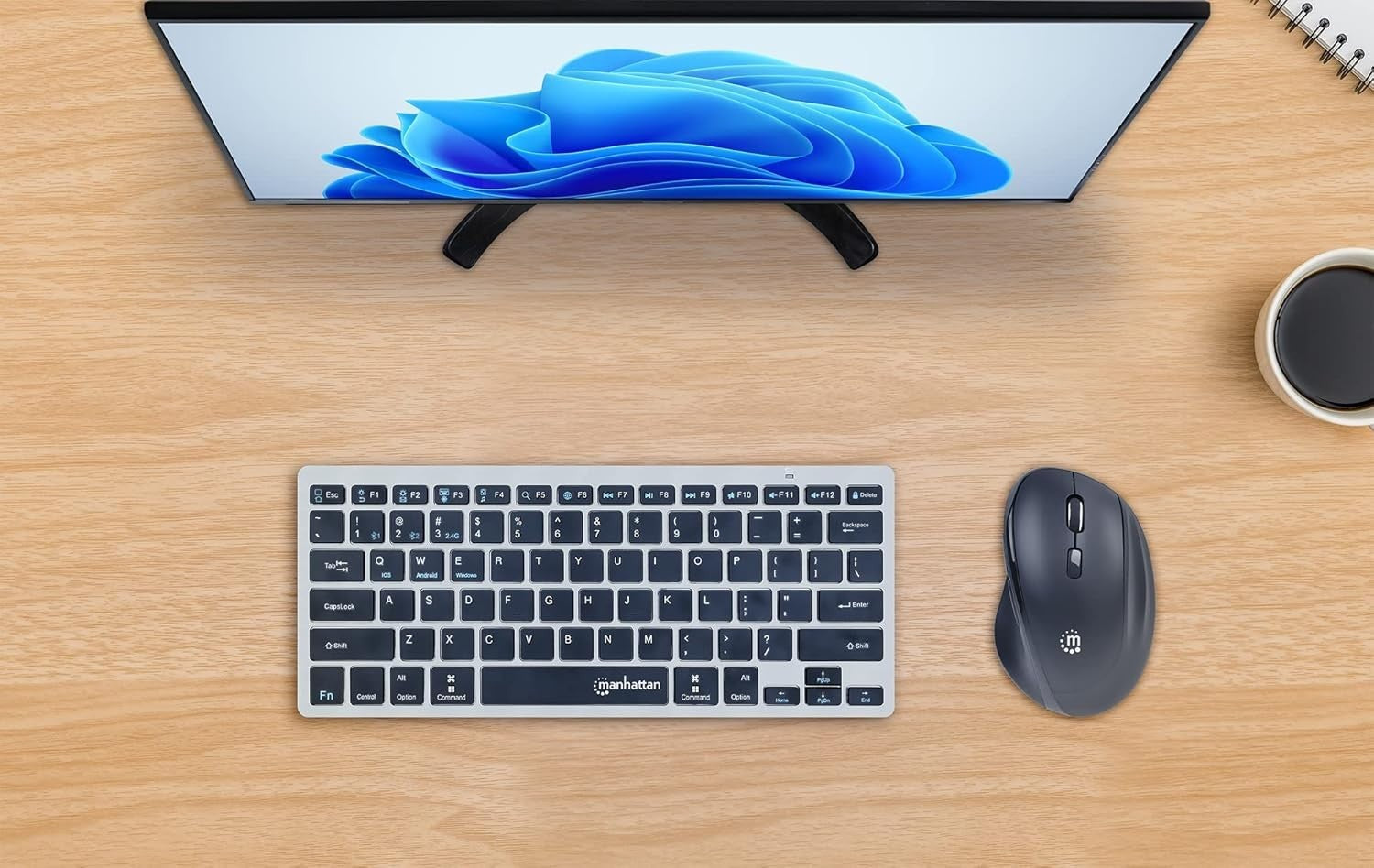 Ergonomic Wireless Mouse USB-C & USB-A Receiver 1600 DPI Black