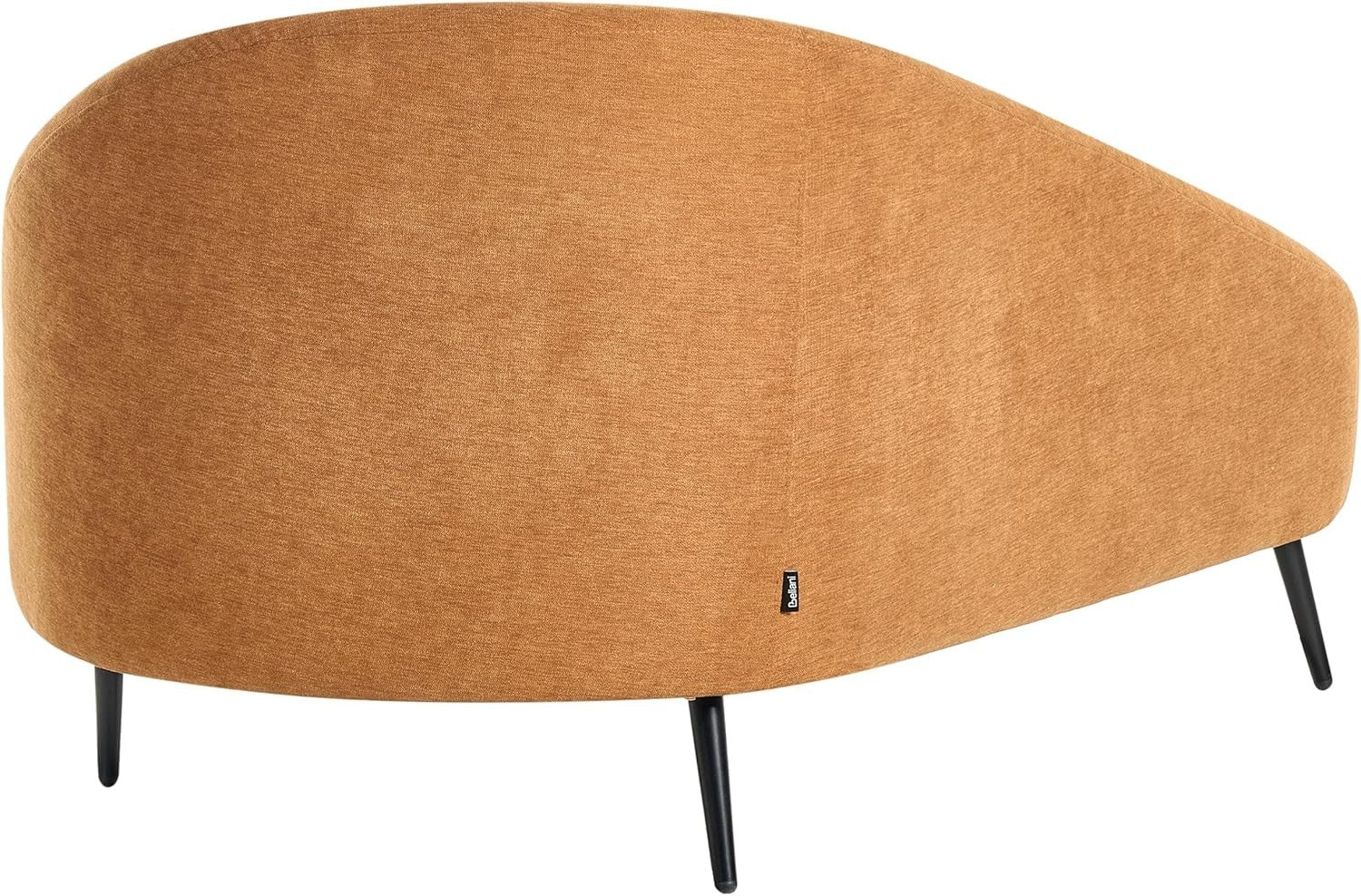 Modern Right Hand Orange Fabric Chaise Lounge Soft Upholstery Metal Legs