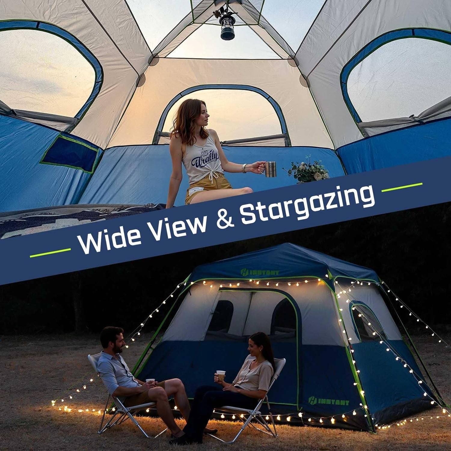 4/6 Person Instant Pop Up Camping Tent Cabin 60s Setup