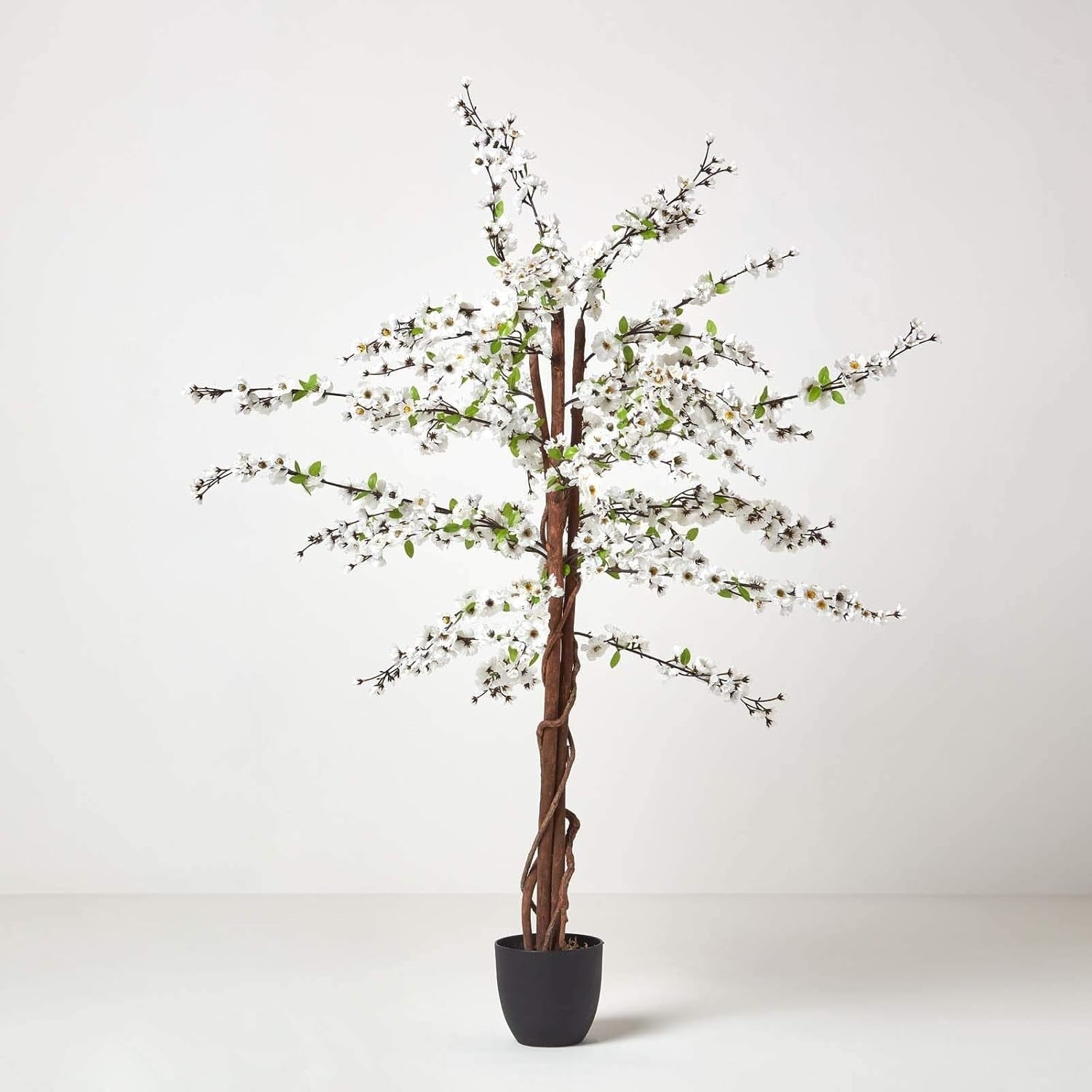 150cm White Blossom Tree Artificial Plant with Real Wood Trunk Home Decoration
