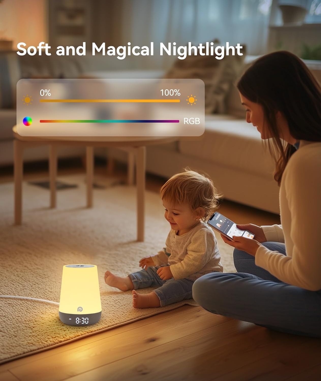 Baby Sleep Trainer Clock White Noise Machine with 34 Sounds & Nightlight