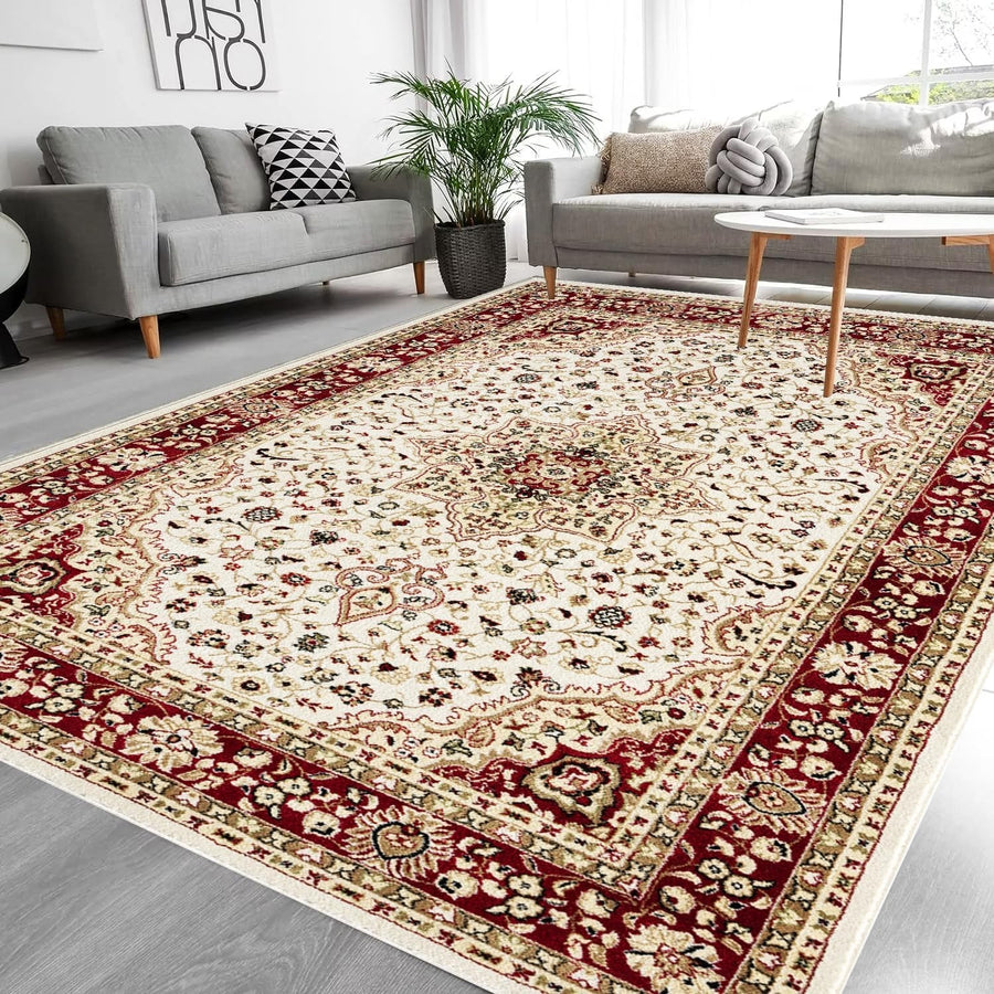 Cream Traditional Rug 120x170cm Soft Floral Non Slip Living Room Carpet