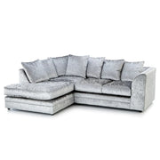 4 Seater L Shape Corner Sofa Right Hand Crush Velvet Grey – Modern Comfort