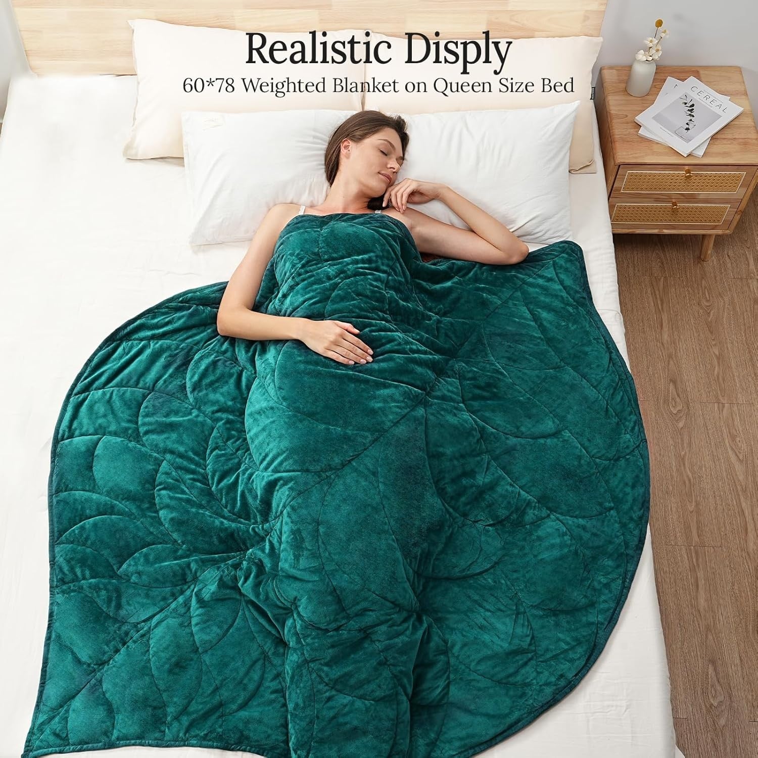 Weighted Blanket 10lbs Green 60x78 Soft Heavy Blanket for Adults