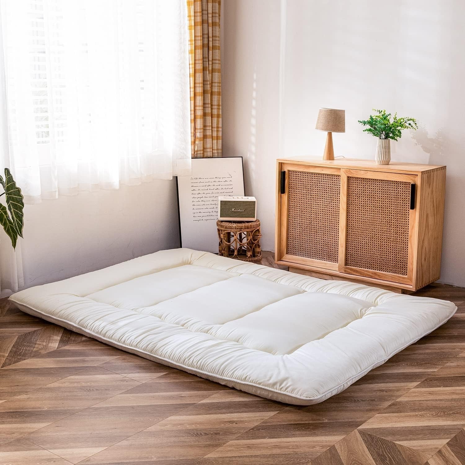 Extra Thick Japanese Floor Mattress | Memory Foam Sleeping Pad Guest Bed