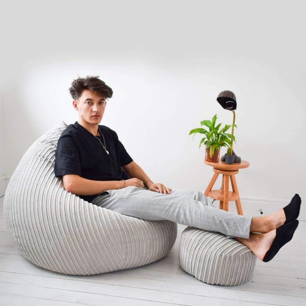 Large Corduroy Bean Bag Chair Adult Seat Sofa Bed Washable UK Filled