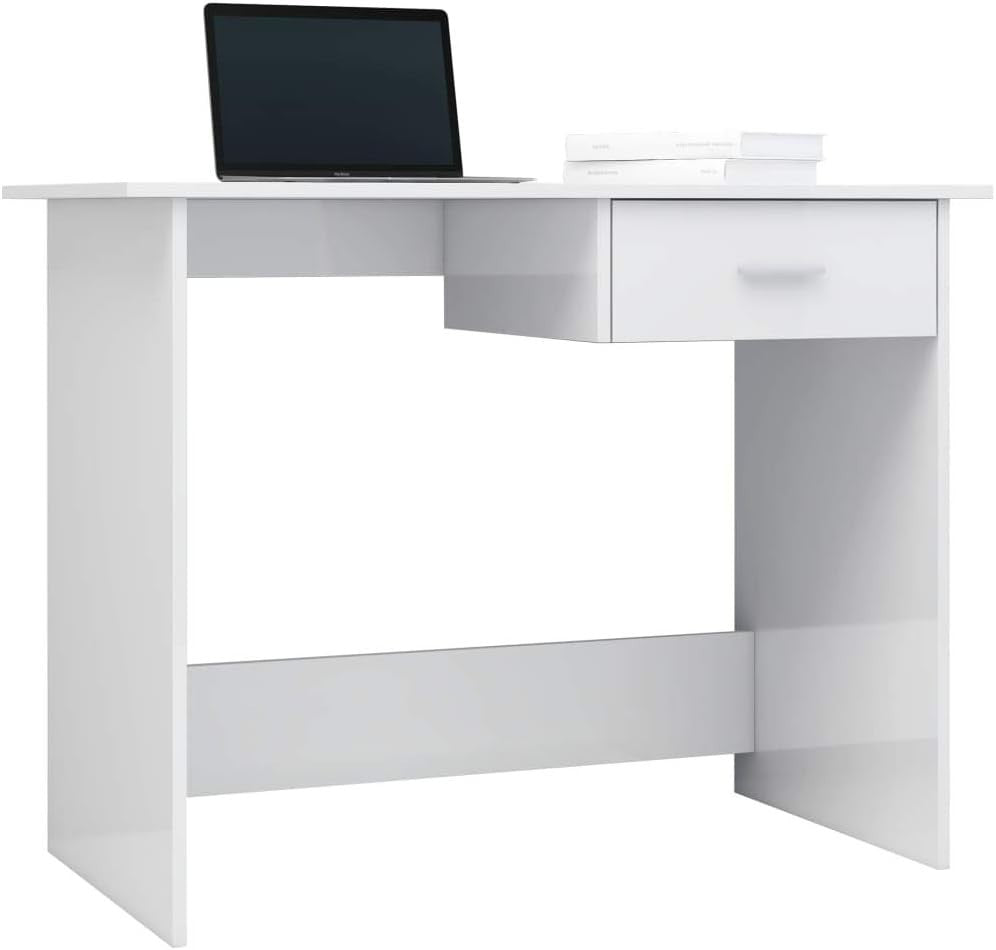 Modern White Office Desk 100x50cm Computer Workstation with Storage Drawer