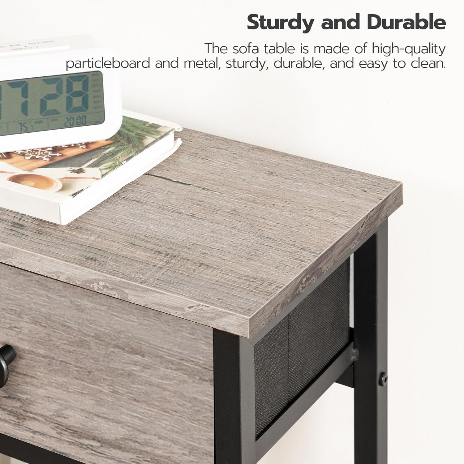 Slim Narrow Console Table with 2 Drawers & Lower Shelf for Small Spaces