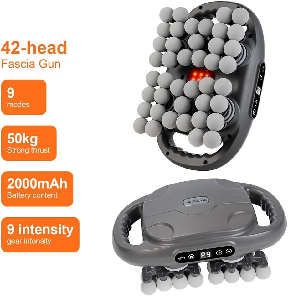 42 Head Massage Gun Deep Tissue Red Light Therapy 9 Modes Full Body