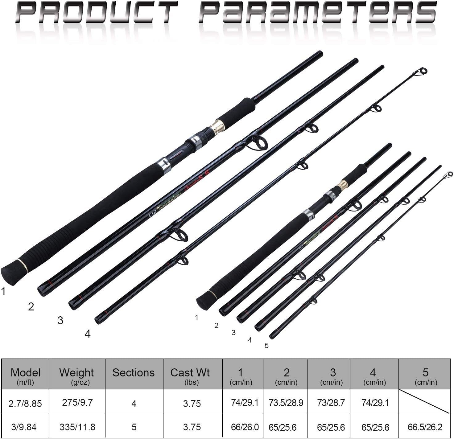 3m 5-Section Carbon Fiber Carp Rod | Portable Travel Spinning Fishing Gear