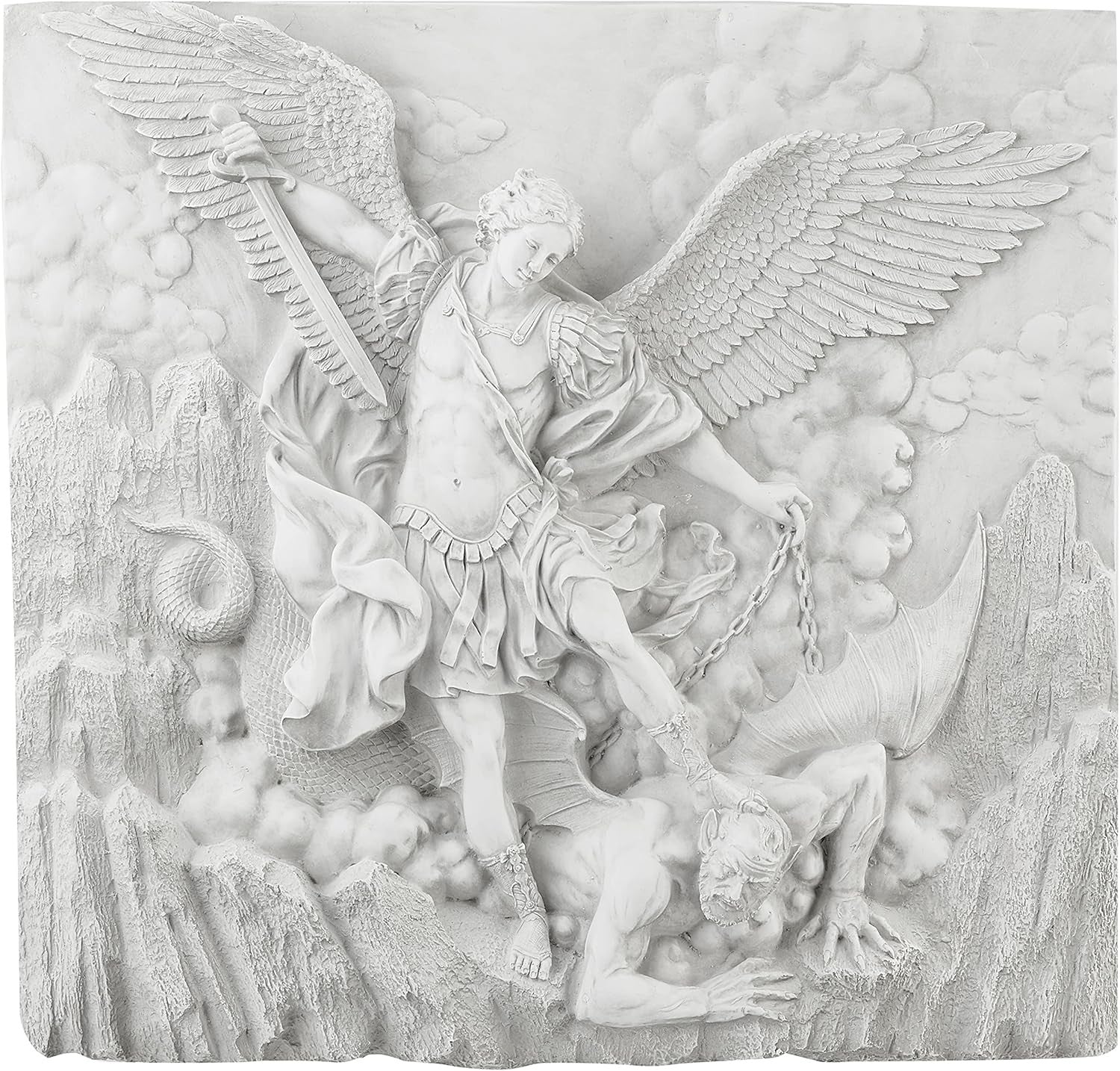 St Michael Archangel Wall Sculpture Stone Effect 56cm