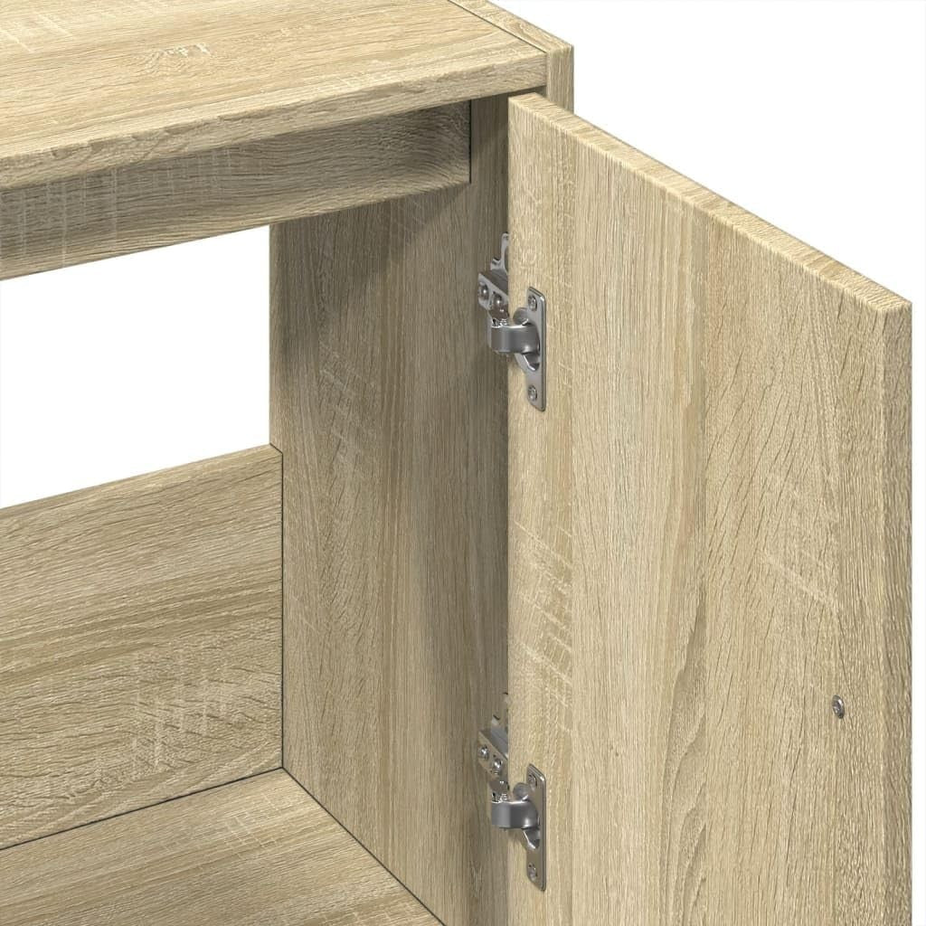 Modern Bathroom Sink Cabinet Sonoma Oak – 2 Door Under Sink Storage Unit 63x55cm