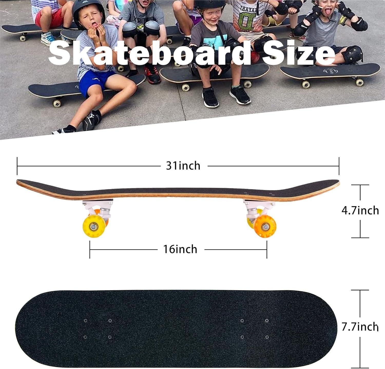 31x8 Maple Skateboard Complete Double Kick Rainbow Cruiser Kids Teens Adult