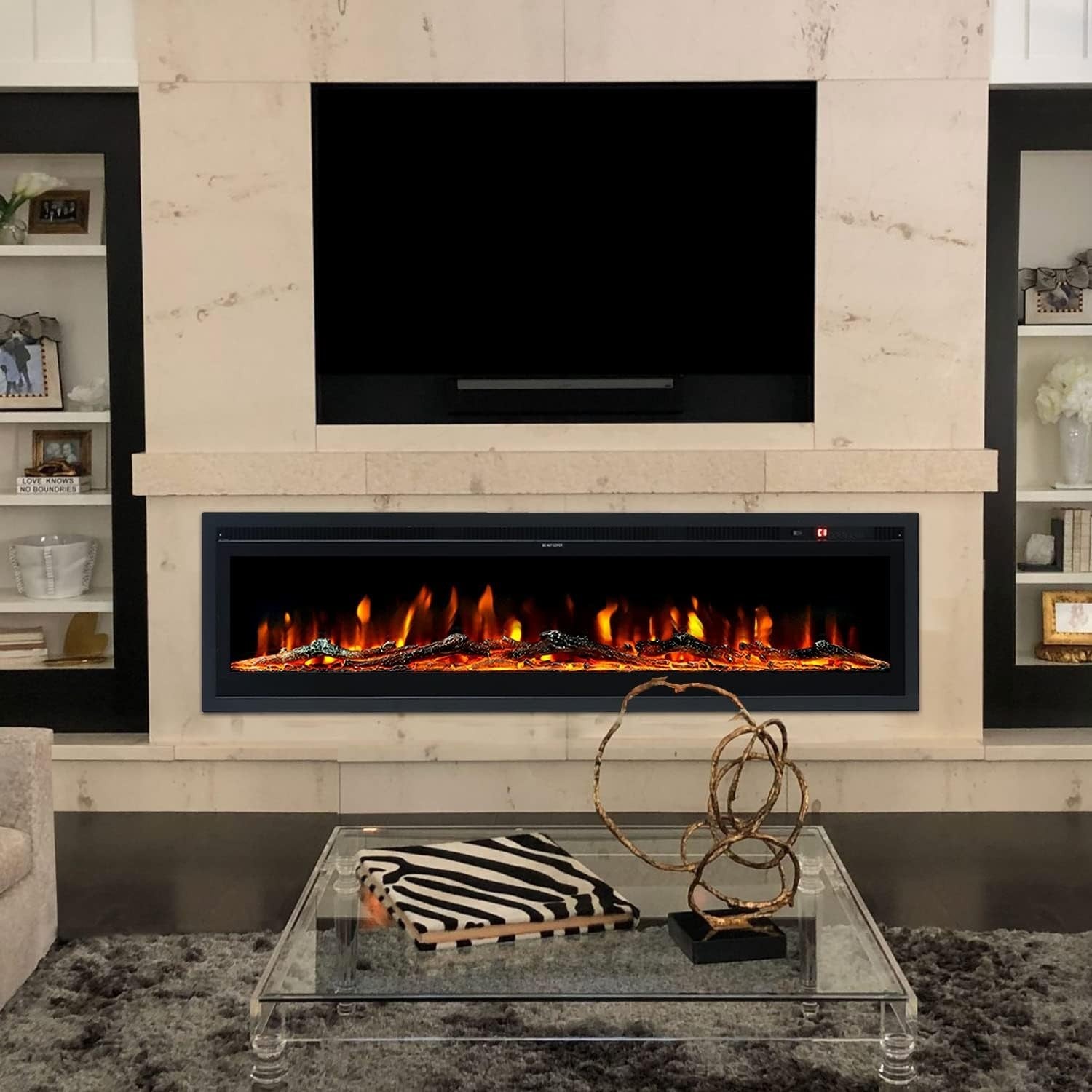 127cm Electric Fireplace Wall Mount/Recessed/Free Standing with Remote