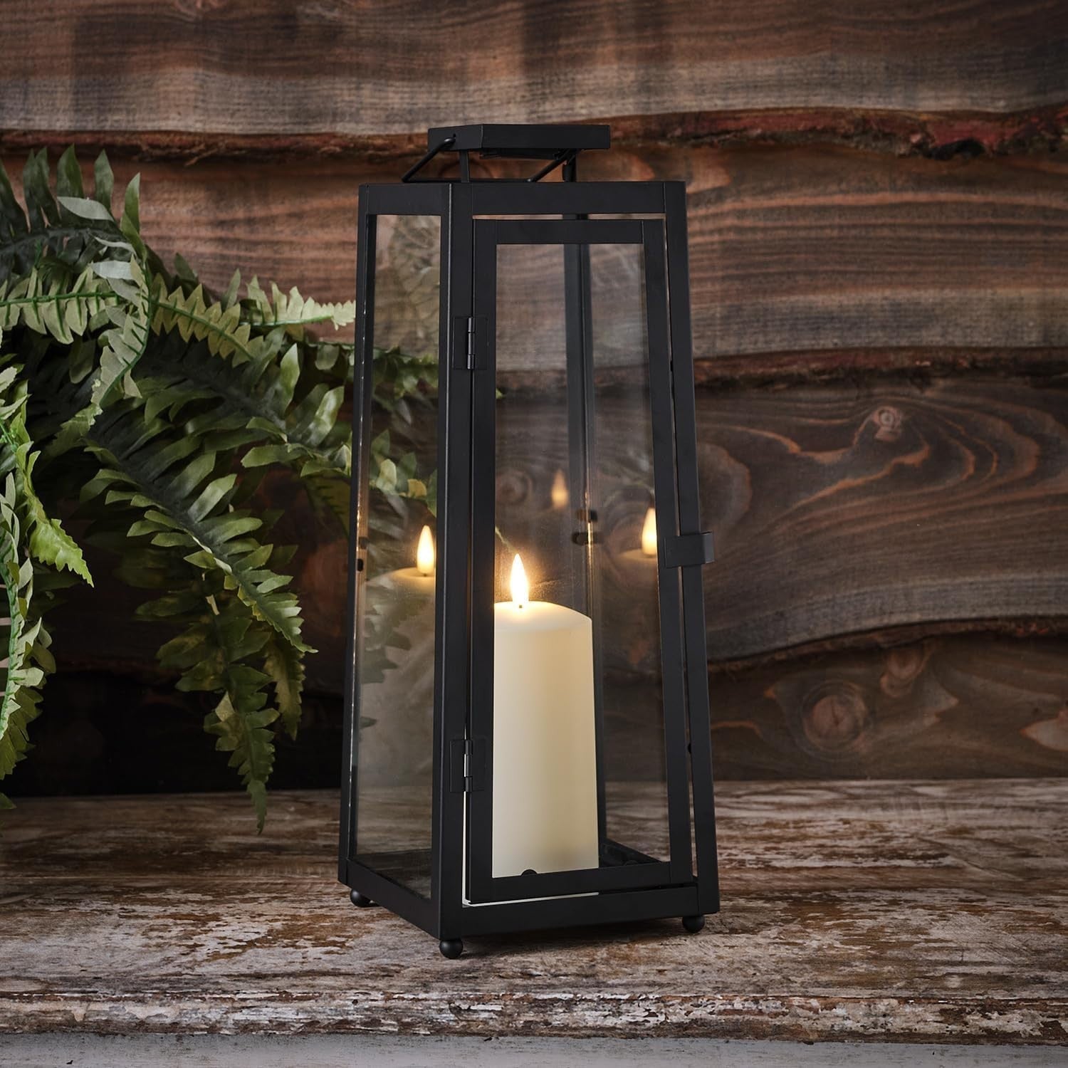 2 Pack Solar Candle Lanterns Outdoor Waterproof Black
