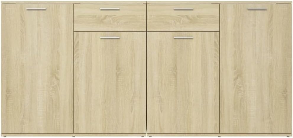Sideboard Cabinet 4 Door 2 Drawer Storage Oak Wood Unit for Living Room