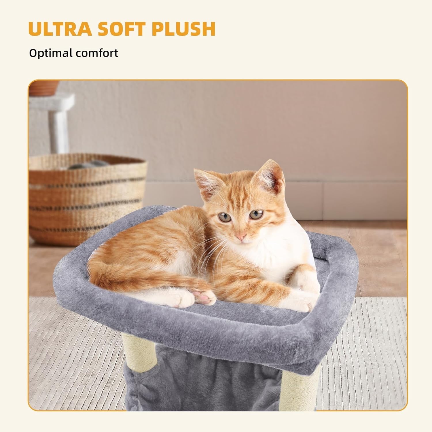 110cm Cat Tree Tower Condo Hammock Sisal Scratching Posts Small Spaces