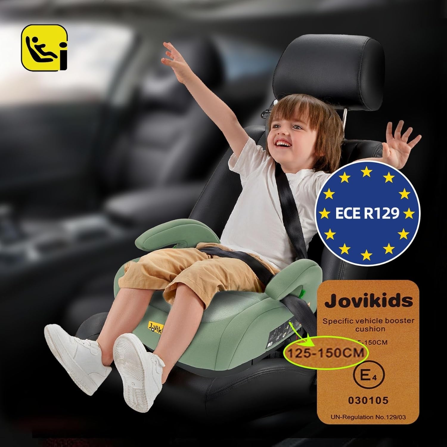 i-Size ISOFIX Booster Seat 125–150cm Group 2/3 Travel Seat