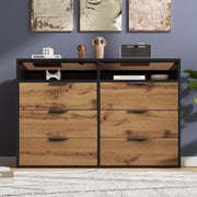 Rustic Oak Sideboard Cabinet 6 Drawers 2 Shelves Storage Living Room Hallway