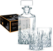 Crystal Whiskey Decanter Set with 2 Glasses | Premium Cut Glass Gift Box