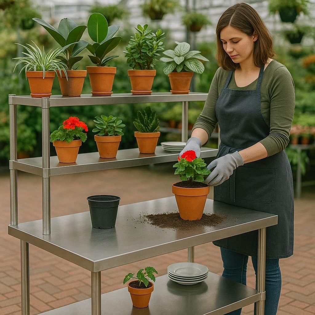 Stainless Steel Work Table 120x60x145cm with 2-Tier Top Shelf Height Adjustable