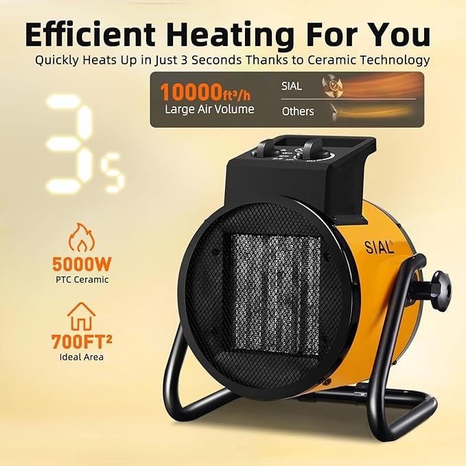 5kW Portable Electric Heater Energy Efficient Indoor Outdoor