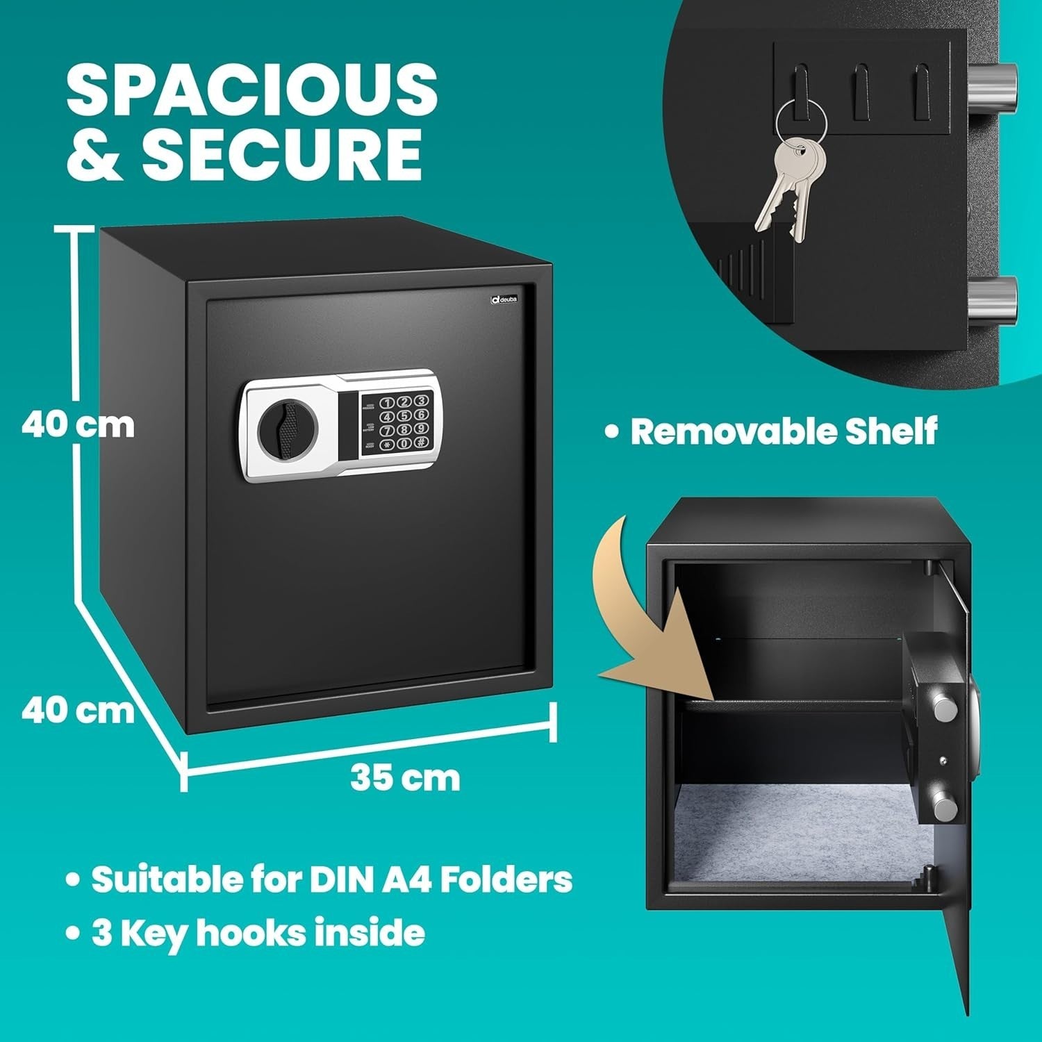 Electronic Digital Safe Box LED Light Key Override Cash Jewellery Safe