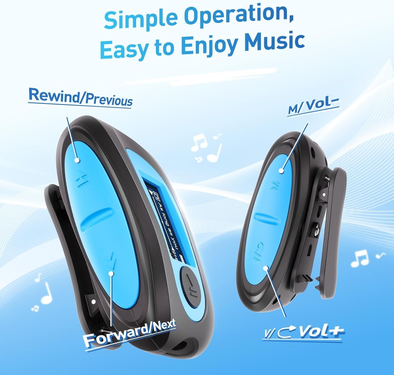 IPX8 Waterproof MP3 Player Clip 8GB Swim Surf Headphones