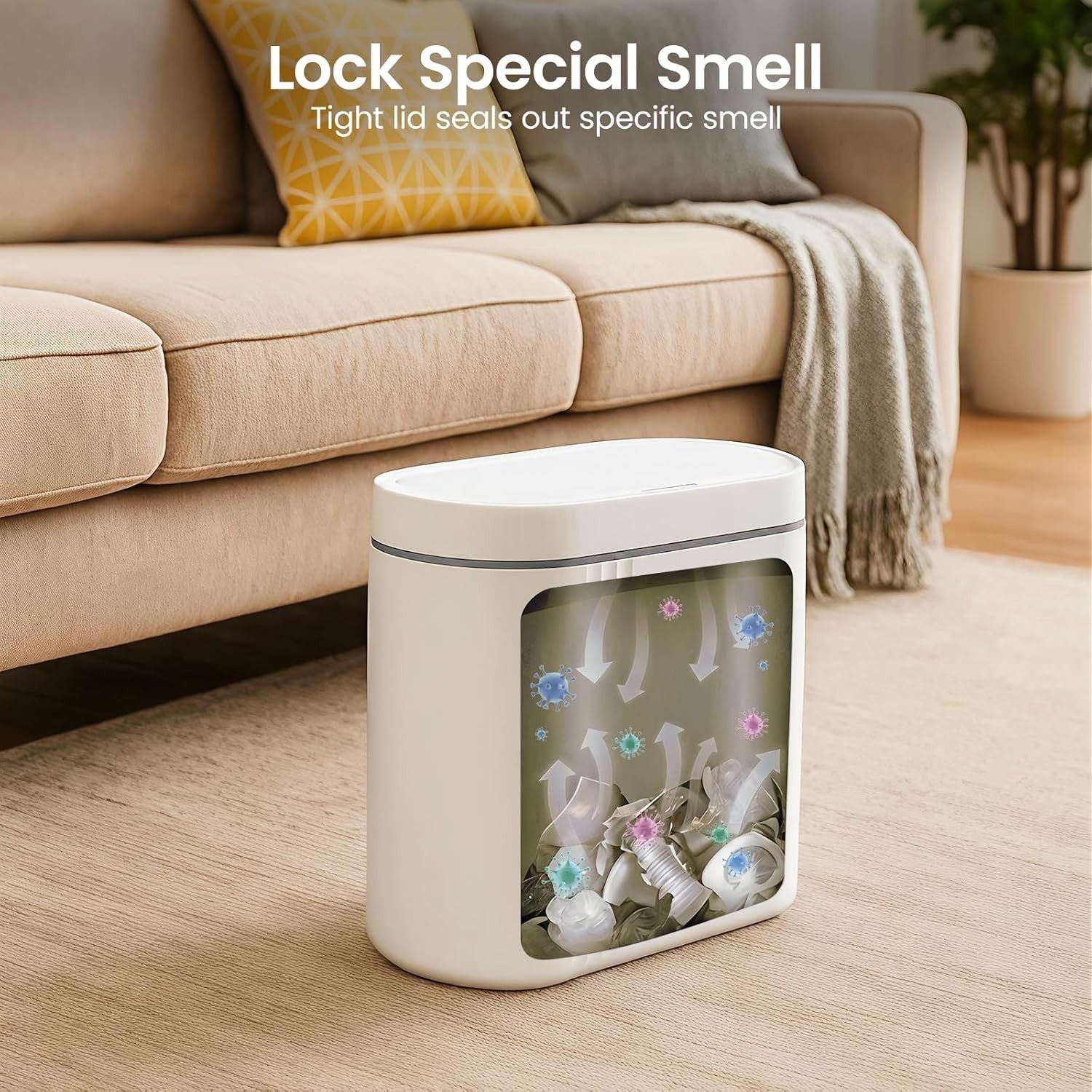 White 7.5L Automatic Sensor Bin Touchless Bathroom Kitchen
