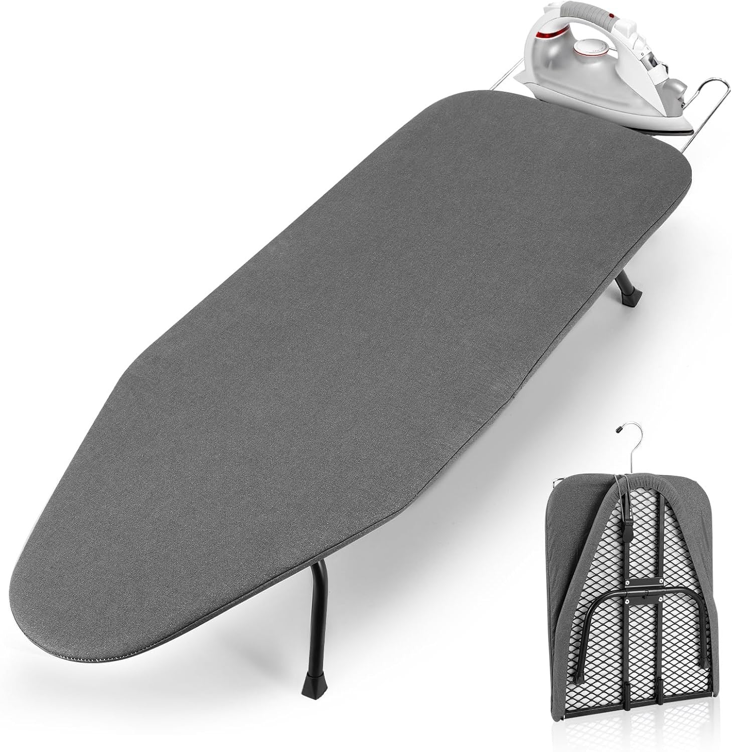 Compact Folding Ironing Board Tabletop Non Slip Legs with Storage Hook 81x31cm