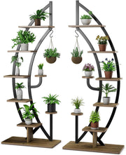 8 Tier Half Moon Plant Stand 2 Pack Metal Flower Shelf Indoor Display Rack Moder