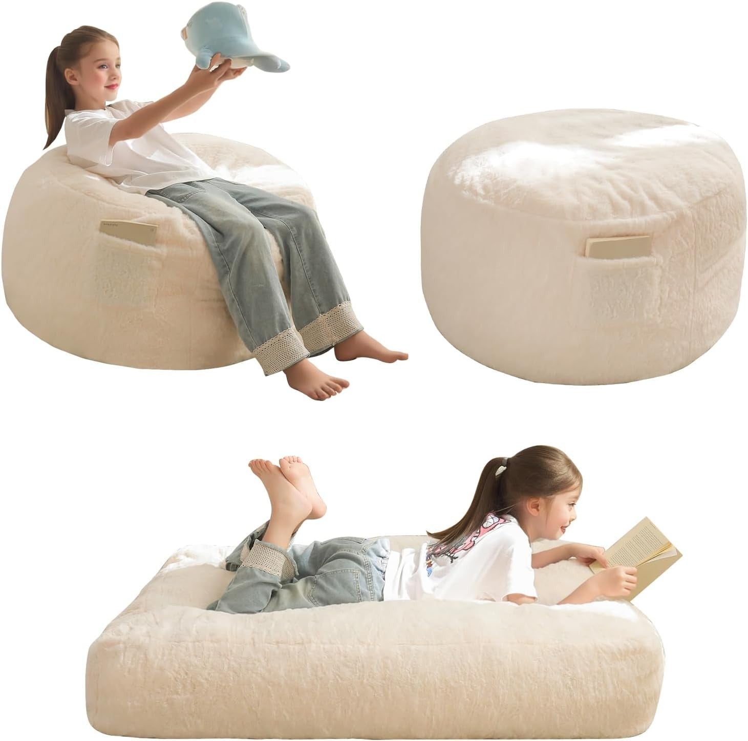 Kids Bean Bag Convertible Chair Bed Sofa | Fold Out Floor Lounger Seat