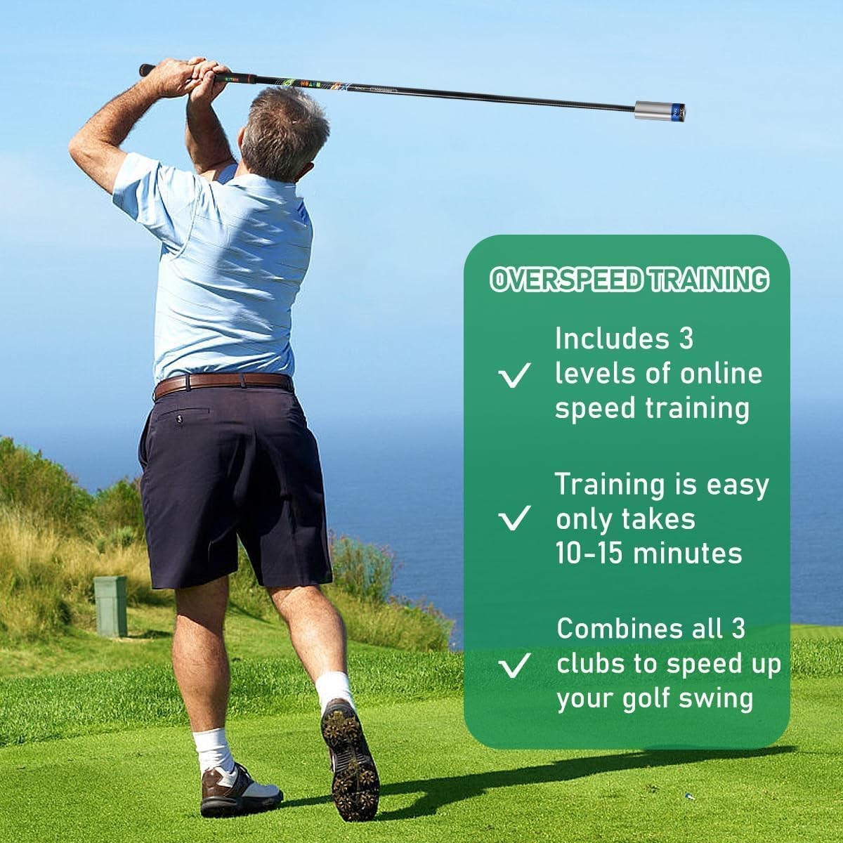 Golf Swing Trainer Speed Stick Adjustable Weights Tempo Aid