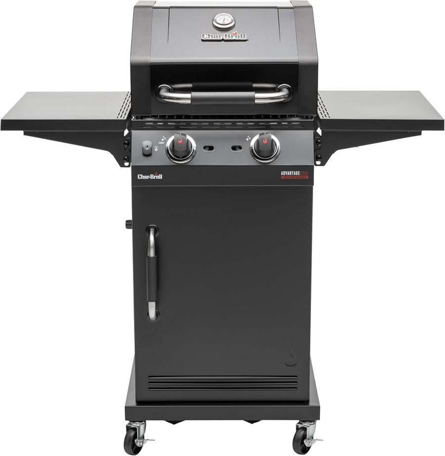 2 Burner Gas BBQ Grill with Infrared Heat, Folding Shelves & Cast Iron Grates