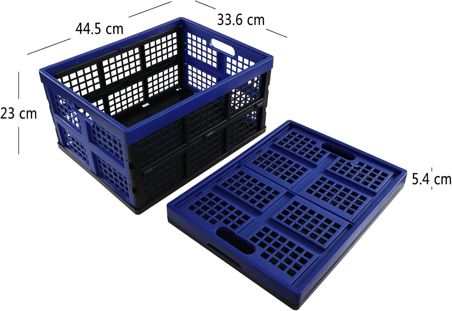 4 Pack 32L Folding Plastic Storage Crates Stackable 44.5x33.6x23cm