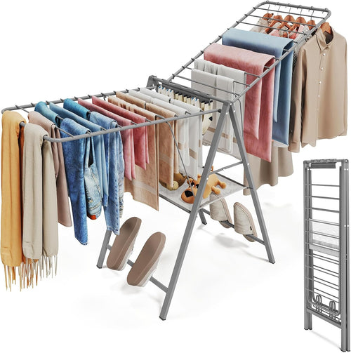 Large Foldable Clothes Drying Rack Adjustable Height Indoor Outdoor Airer